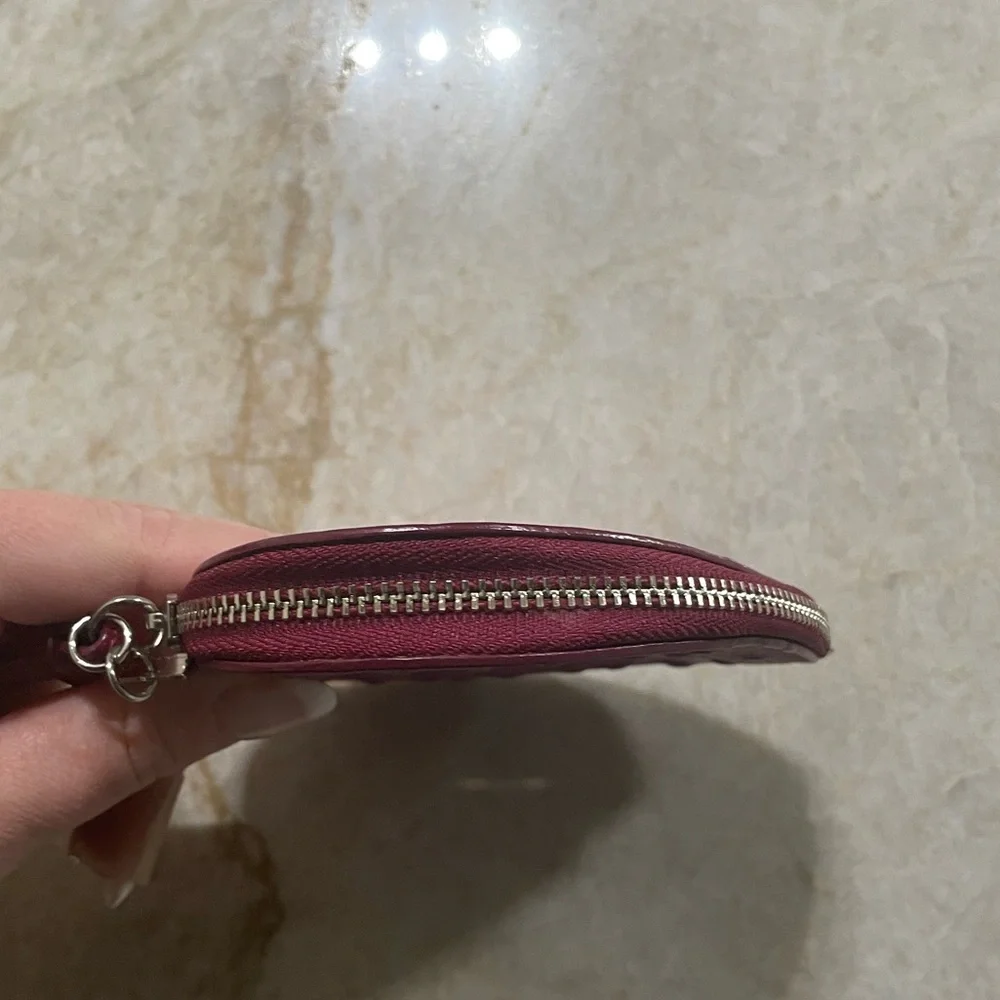 Furla Pink Ostrich Wristlet Coin Purse - Picture 3 of 6
